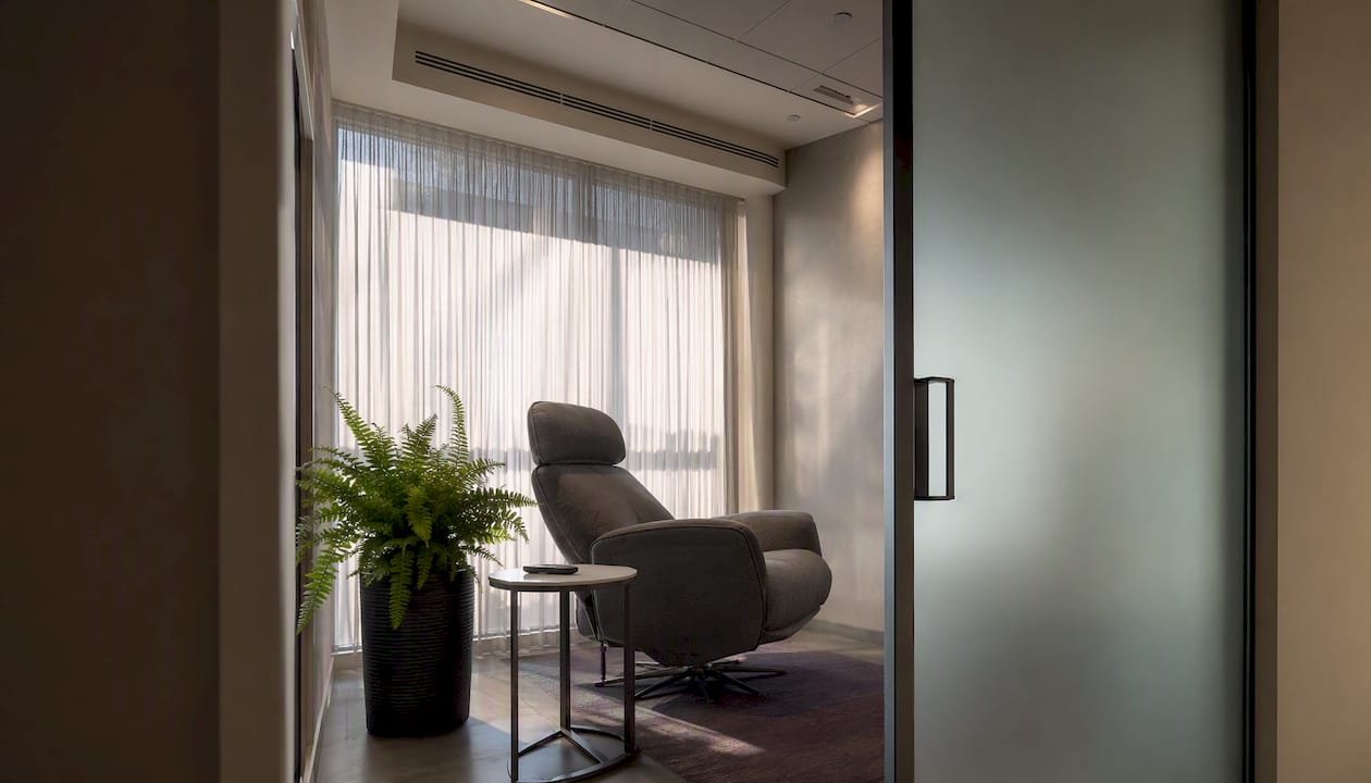 Ventilation vent and recliner in wellness room
