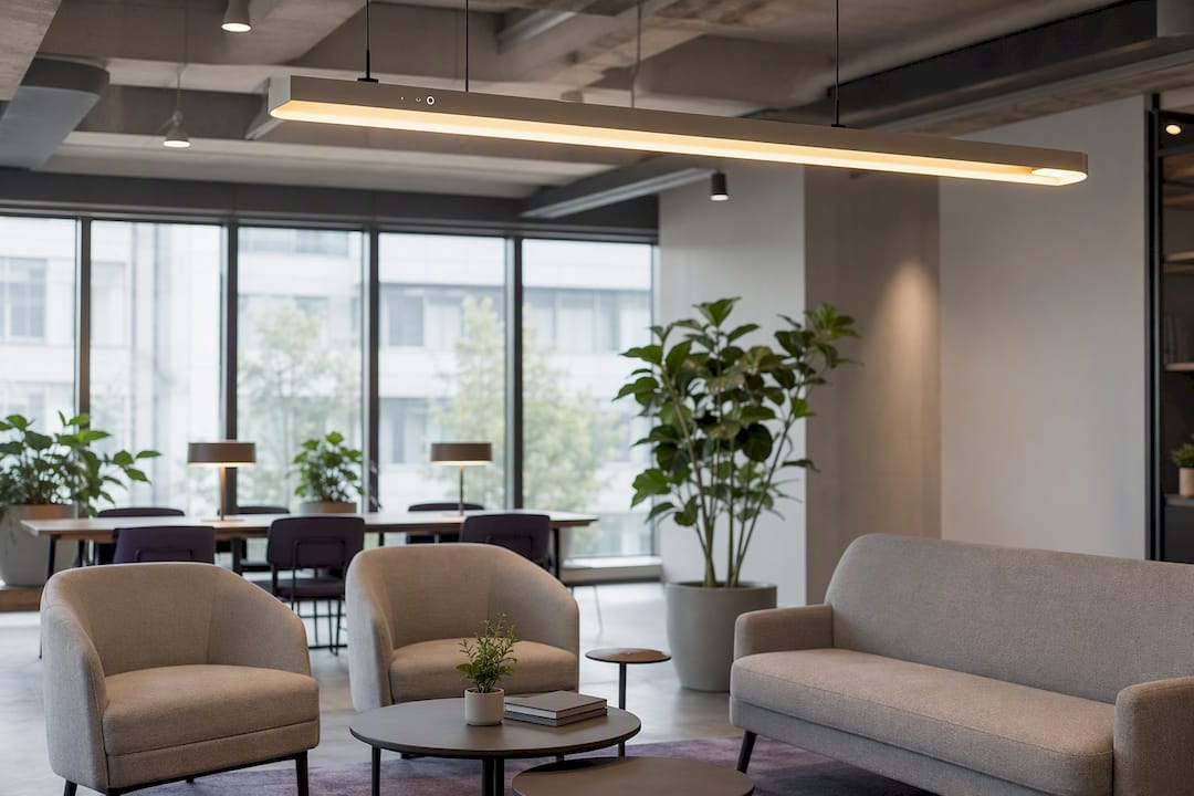 Tunable white LED luminaire in wellness office zone