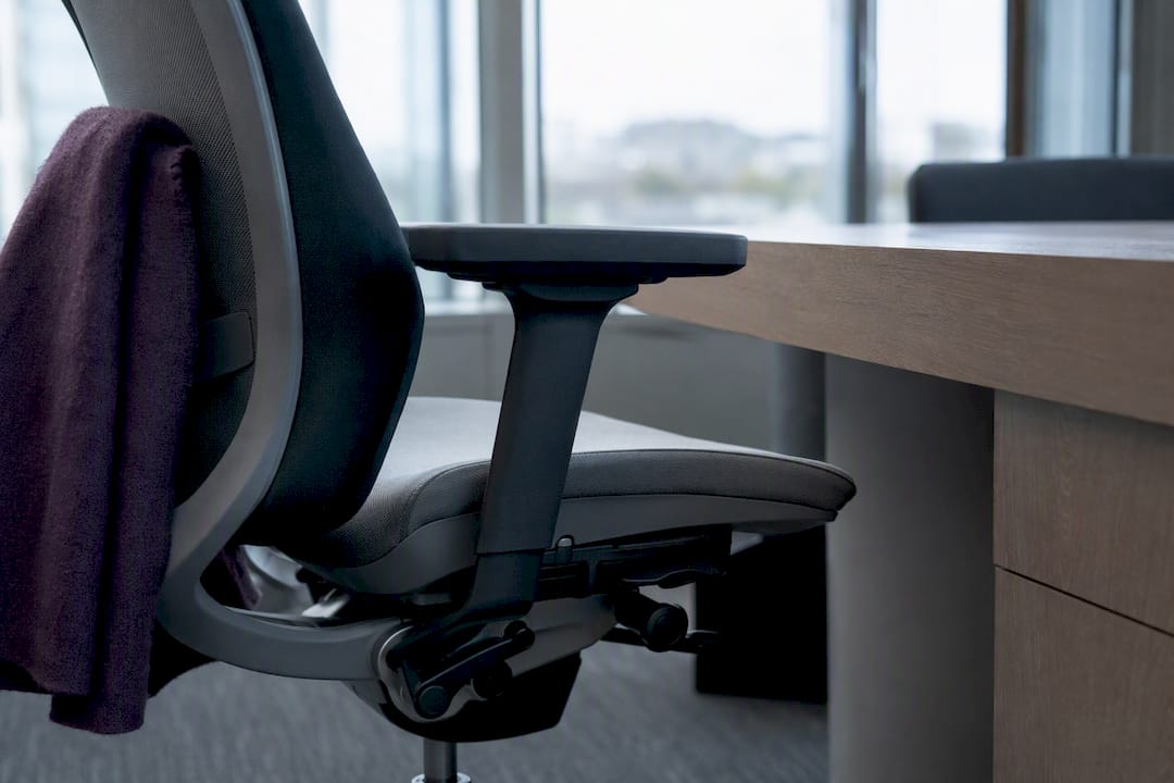 Office ergonomic chair adjustment detail
