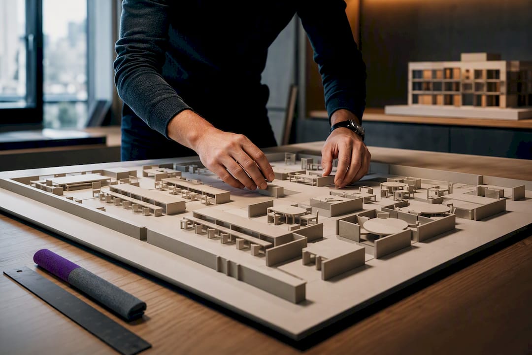 Scaled office layout being planned