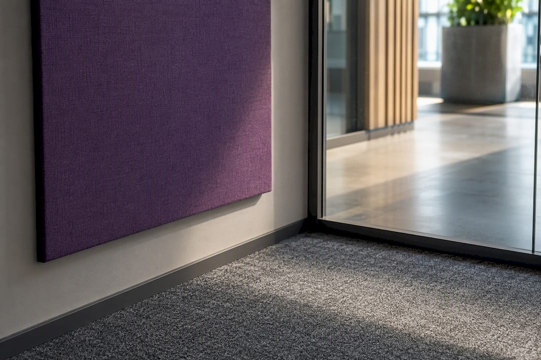 Acoustic panel and carpet in huddle room