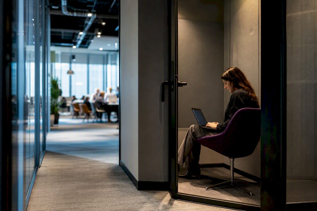 Focus room at quiet end of office