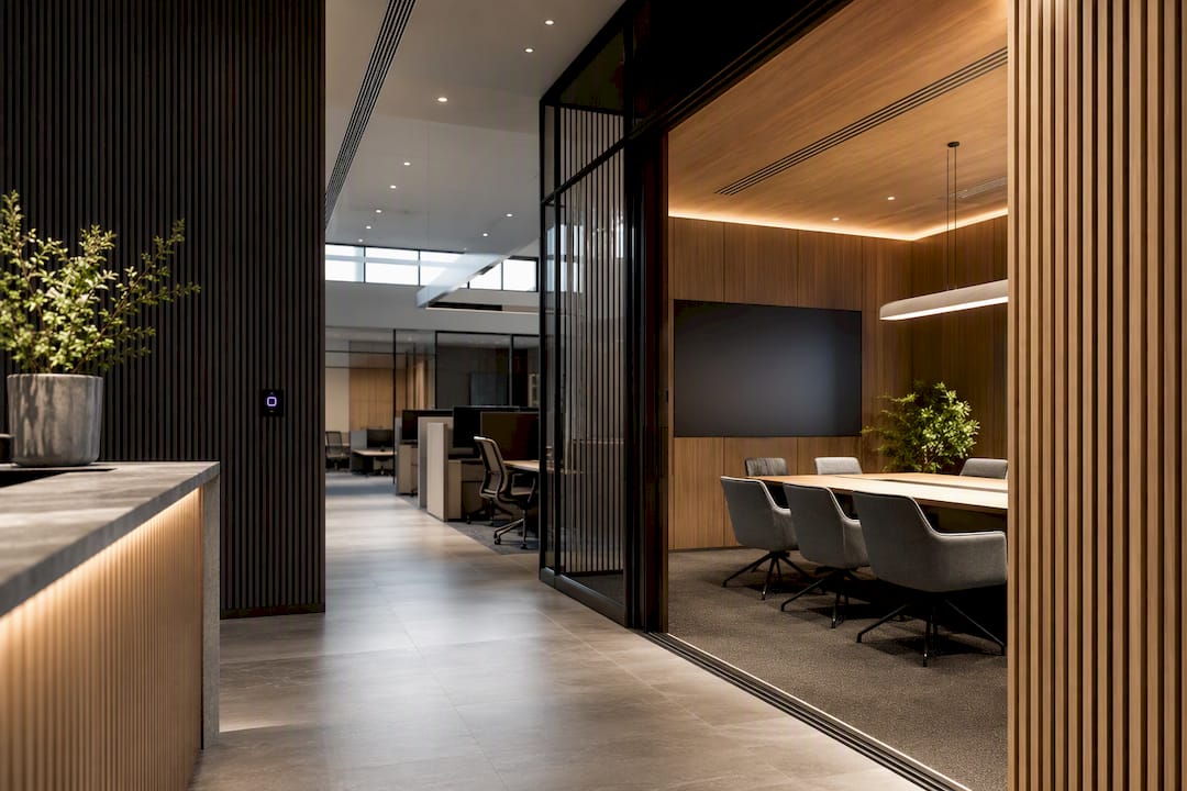Secure finance office threshold and meeting zone