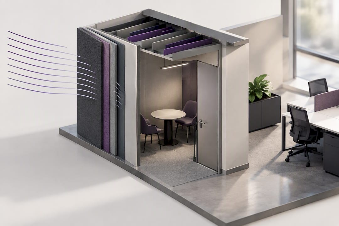 Illustration of acoustic barriers protecting privacy