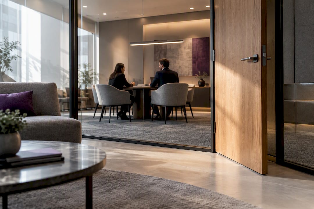 Legal client suite with acoustic privacy design