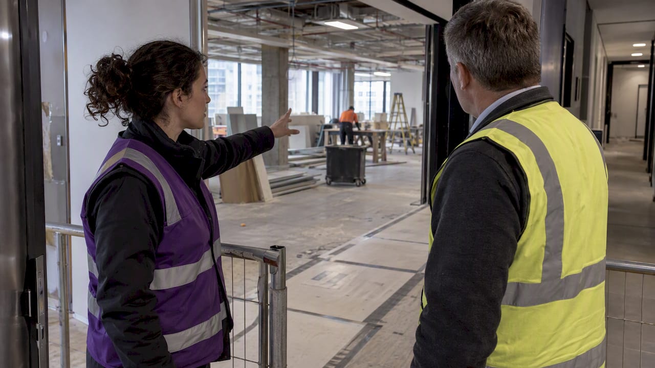 Site inspection inside live office fit-out