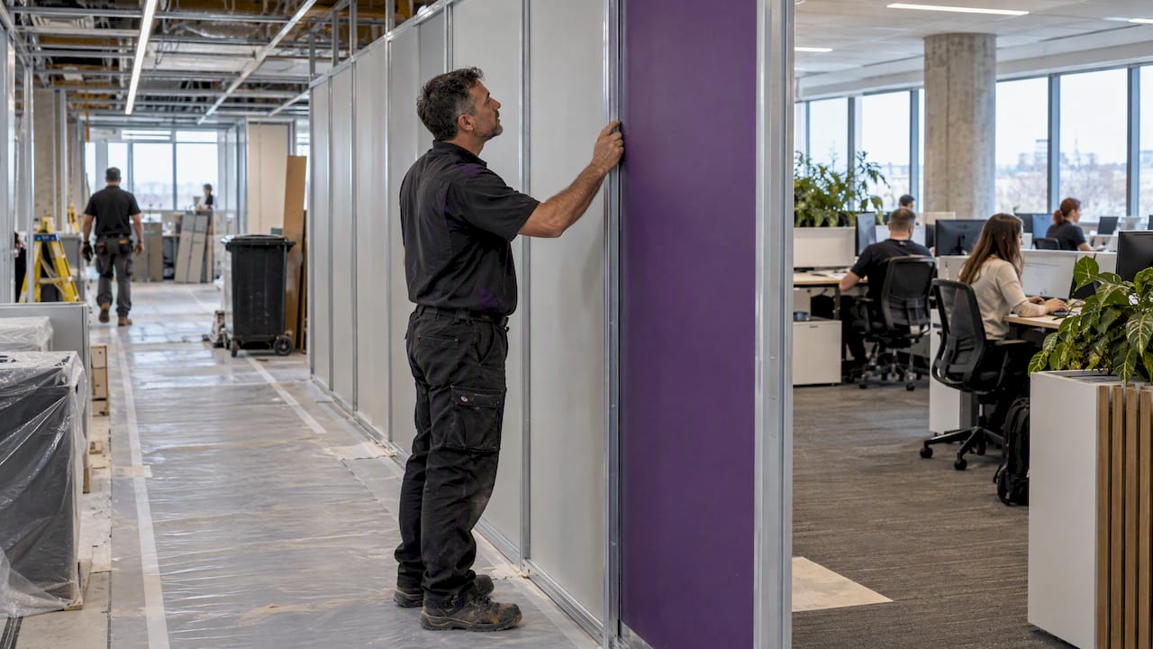 Occupied office beside temporary refurbishment works