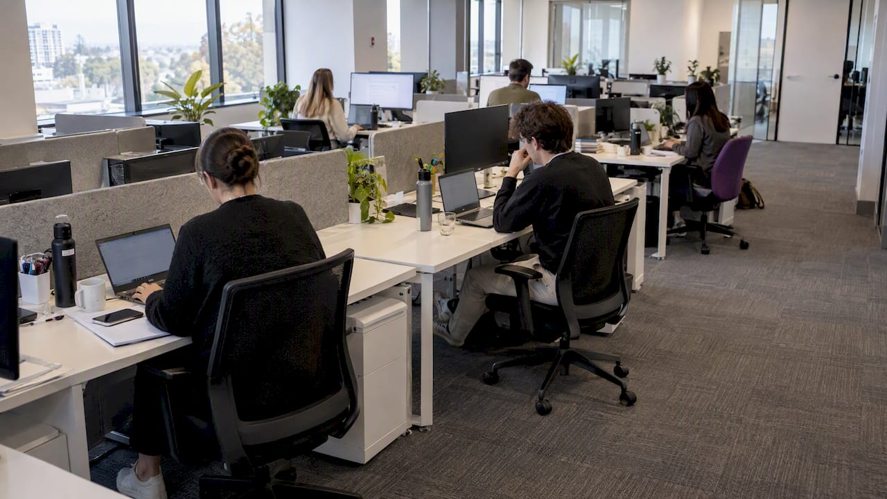 Office desks and visible circulation space