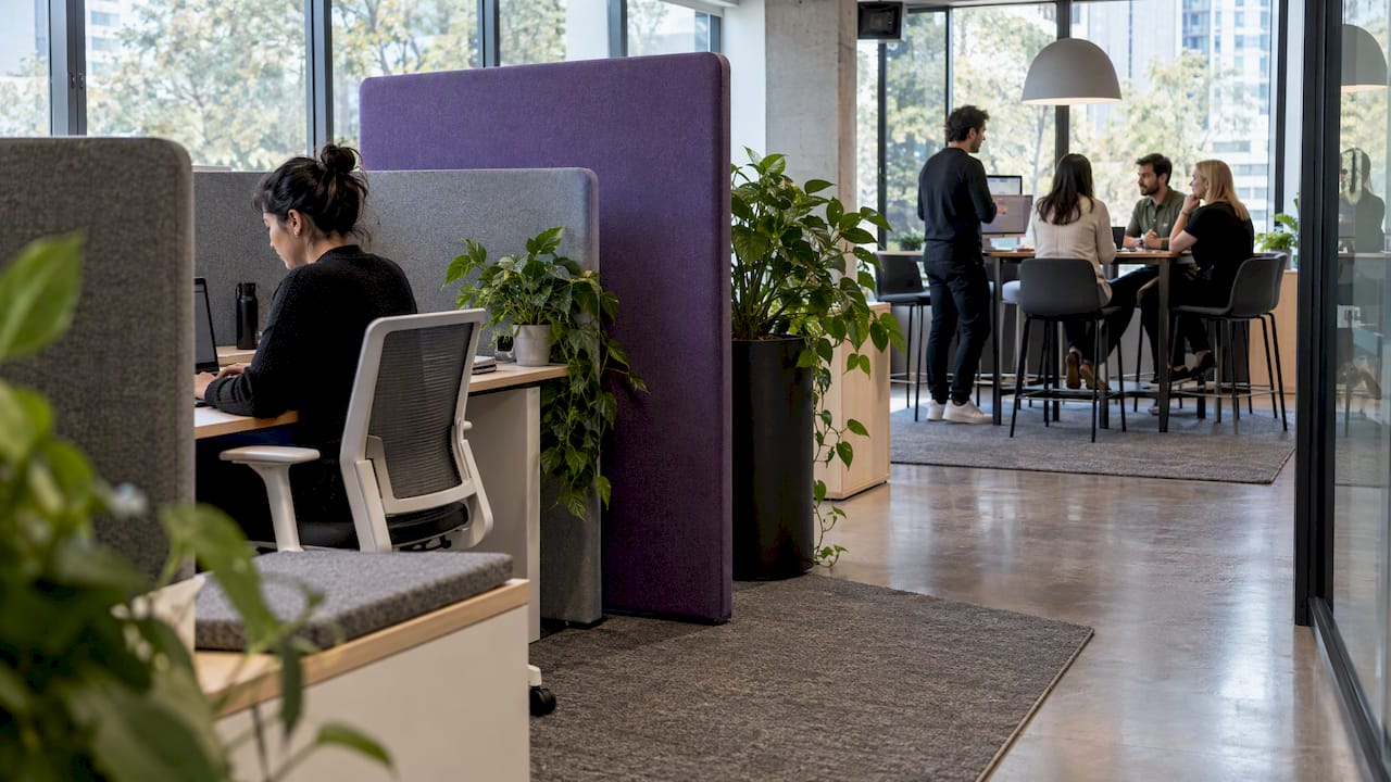 Office with distinct focus and collaboration zones